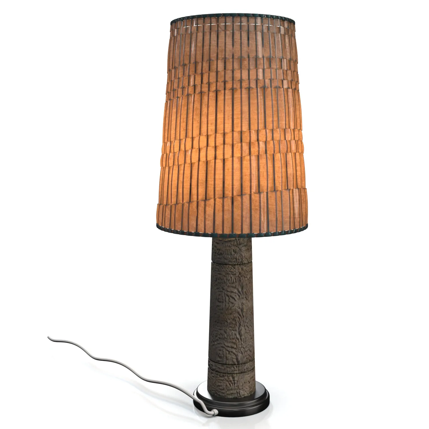 Decorative Base And Wool Shade Table Lamp PBR 3D Model_04